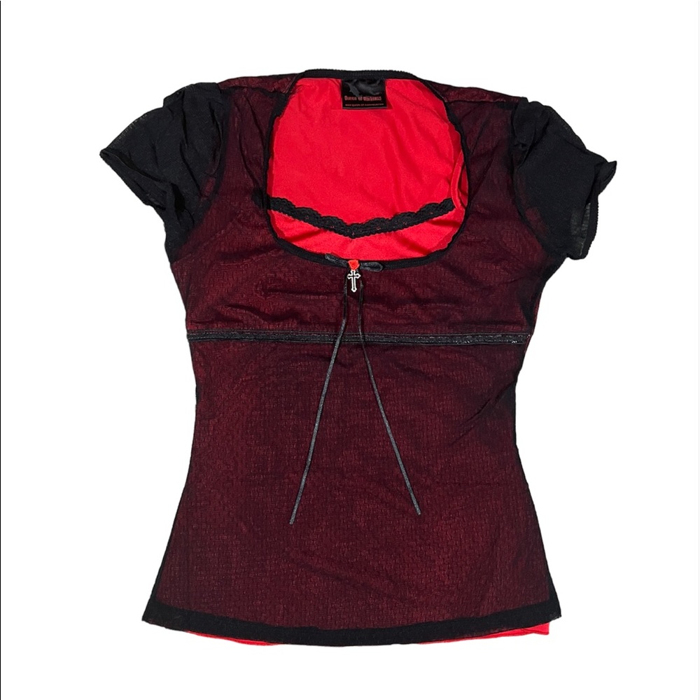queen of darkness milkmaid double mesh layered cami top